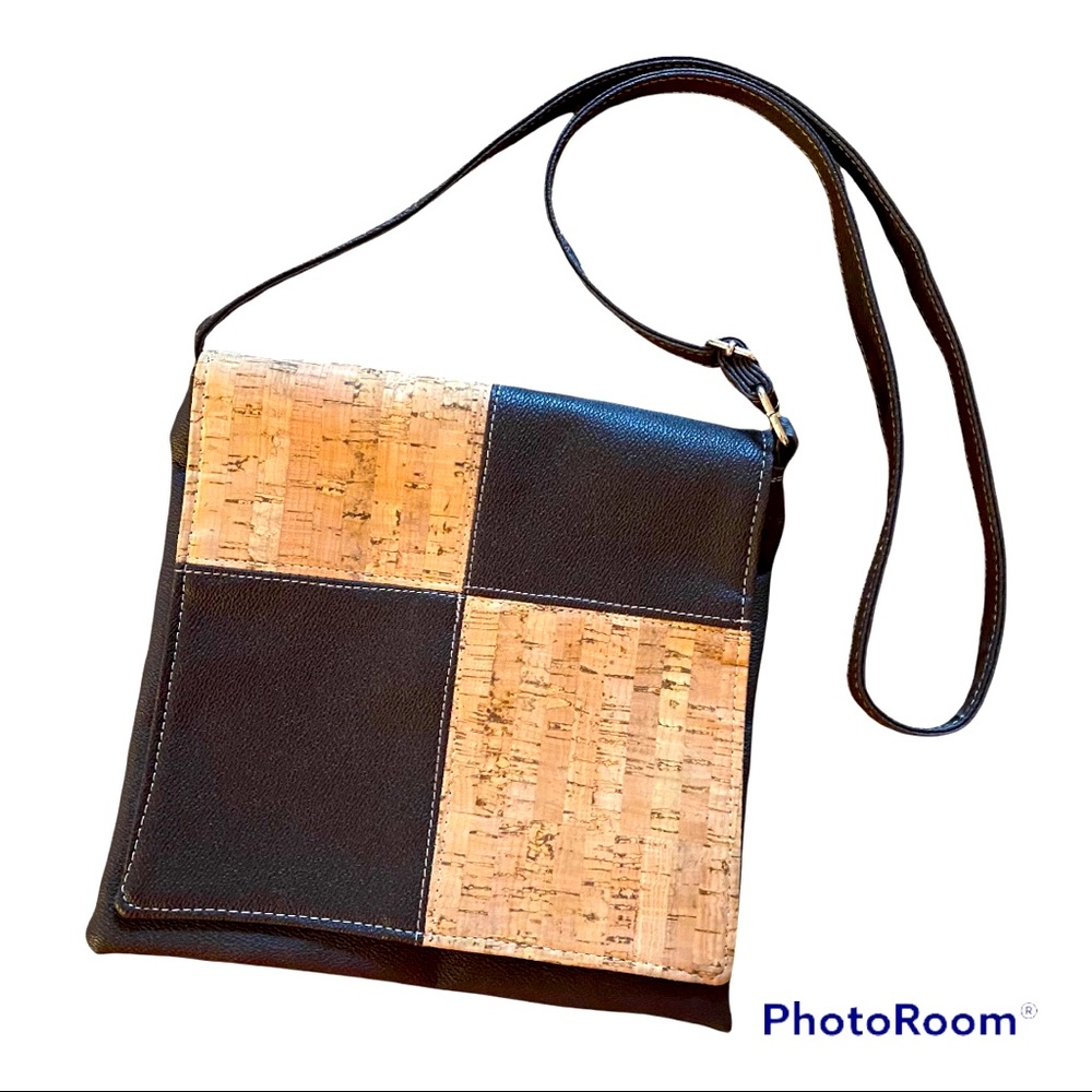 Brown Cork Patchwork Crossbody - image 1